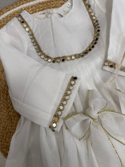 Mirrored white angrakha - 3 piece set