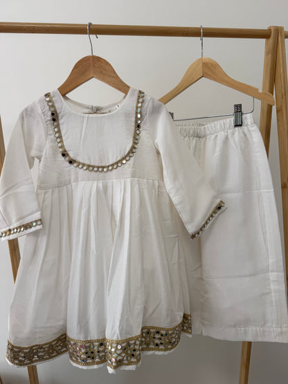 Mirrored white angrakha - 3 piece set