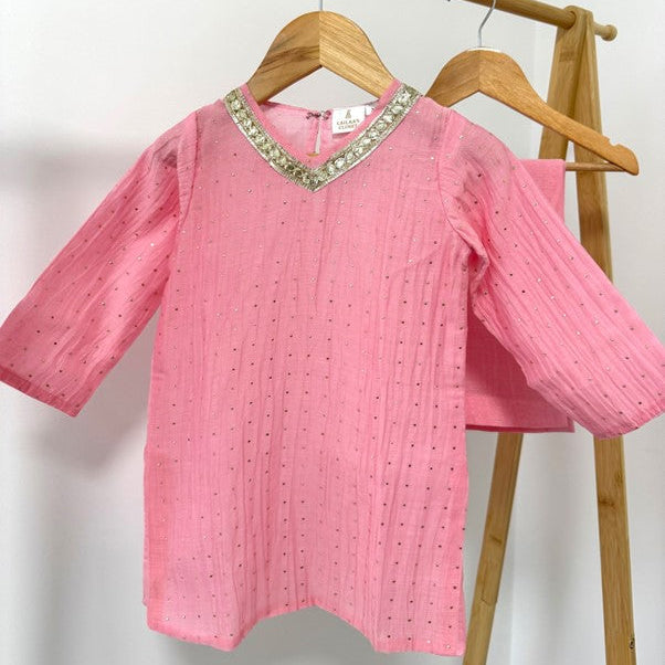 Aisha - blush pink kurti with straight trousers