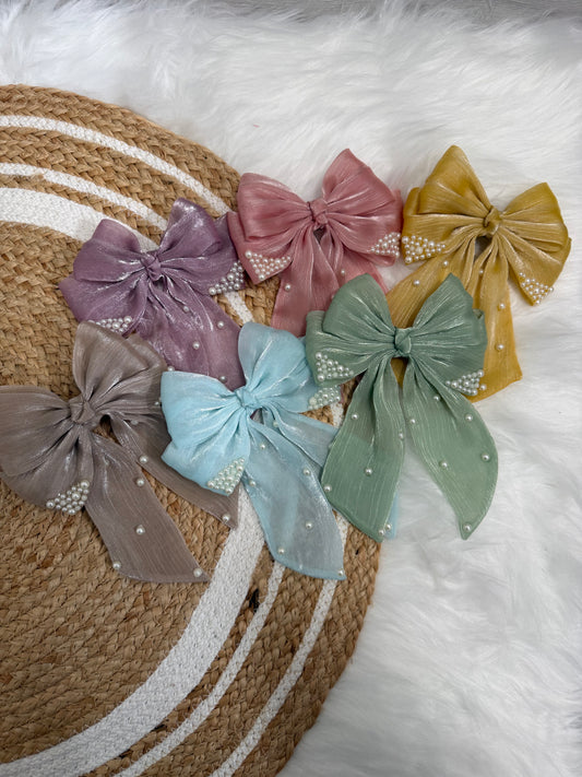 Double Layer Tail Bow Clip - Handmade